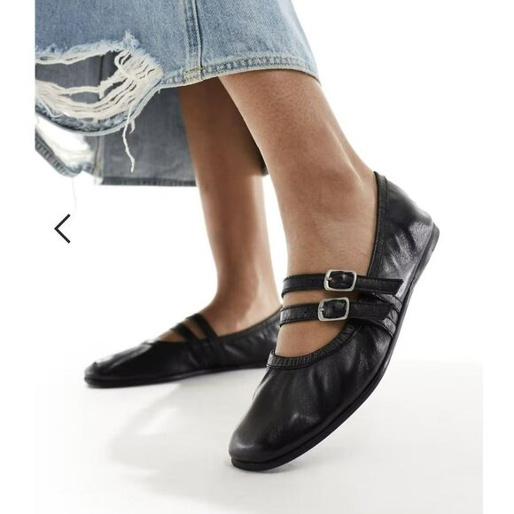 Free People Shoes - Free People Black Leather Gemini Ballet Flat Size 8 NEW